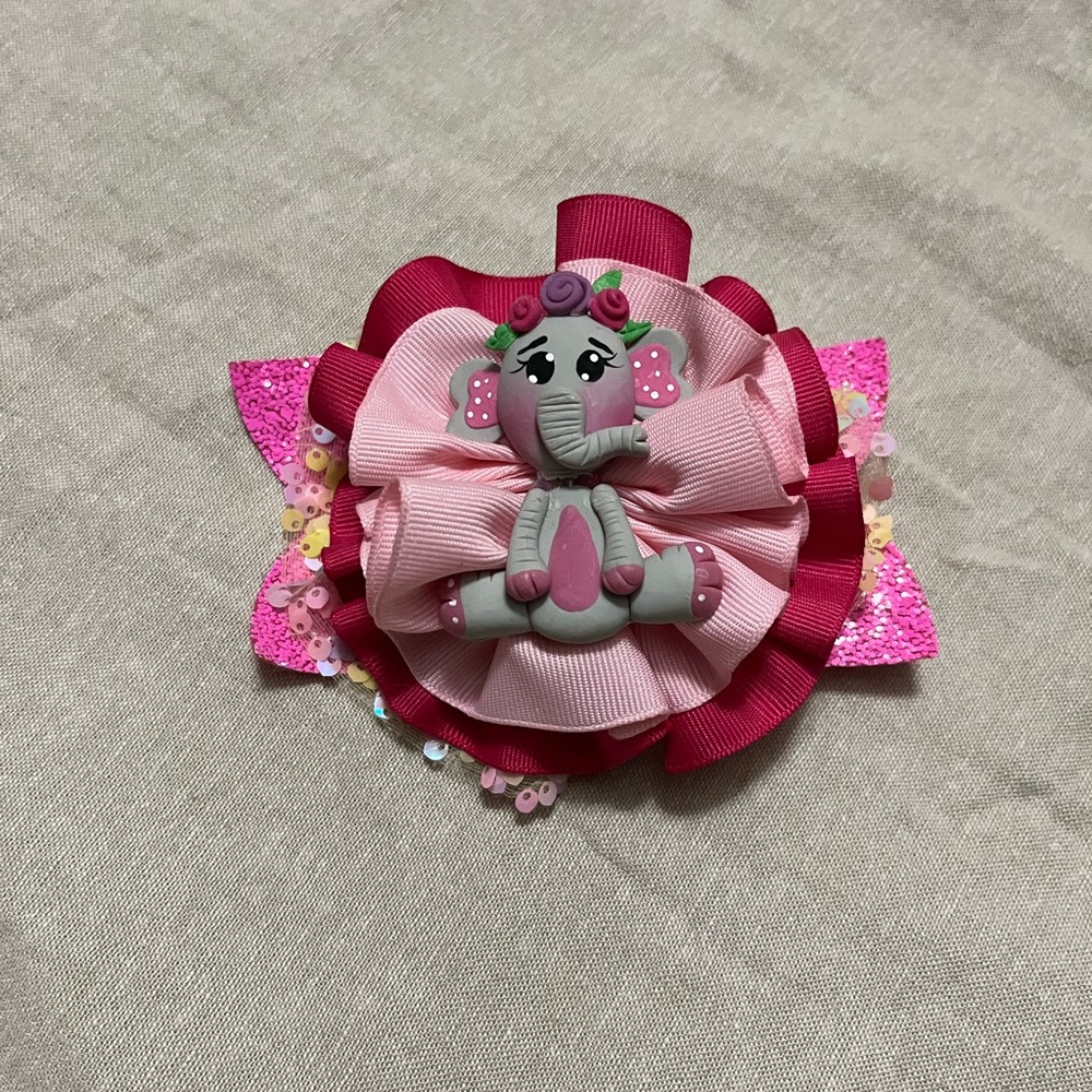 Pink Elephant Hair Bow for Kids